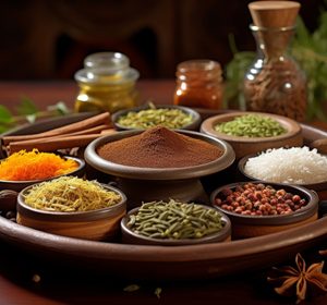 Balanced arrangement of spices harmony concept